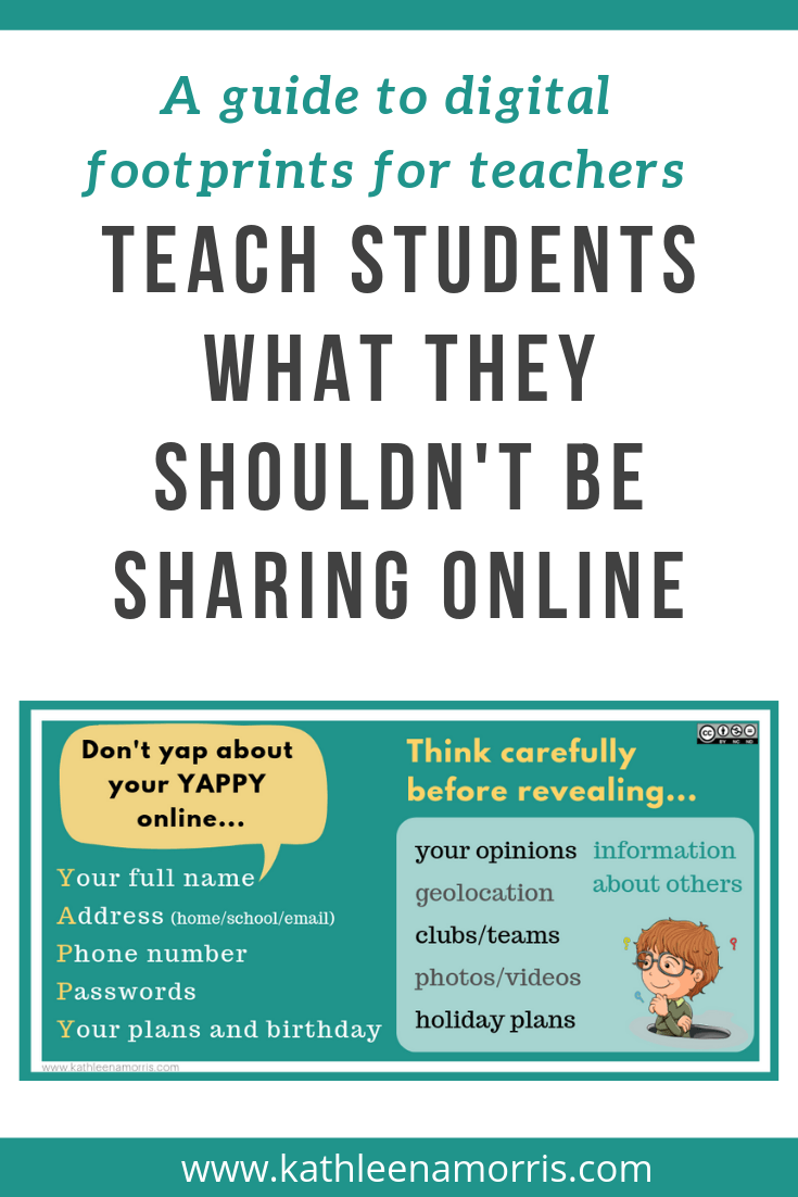 This post breaks down how to teach students about digital footprints. You can also find 10 important things to know about digital footprints summarised in a poster. Kathleen Morris