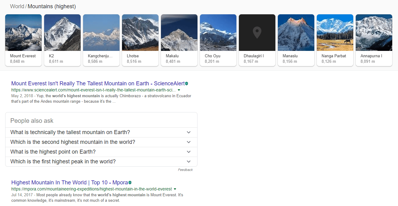 What is the highest mountain in the world